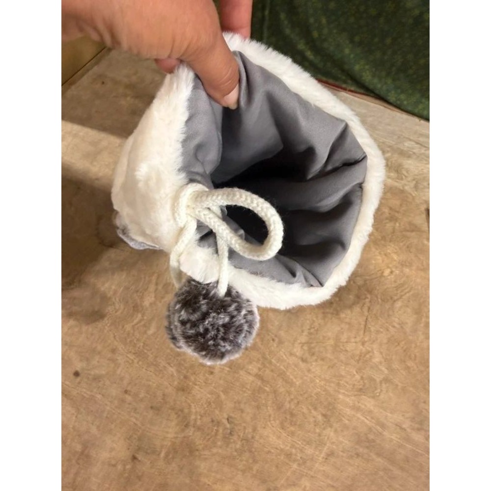 Faux Fur Christmas Stocking Grey Pom Pom - Picture 3 of 5